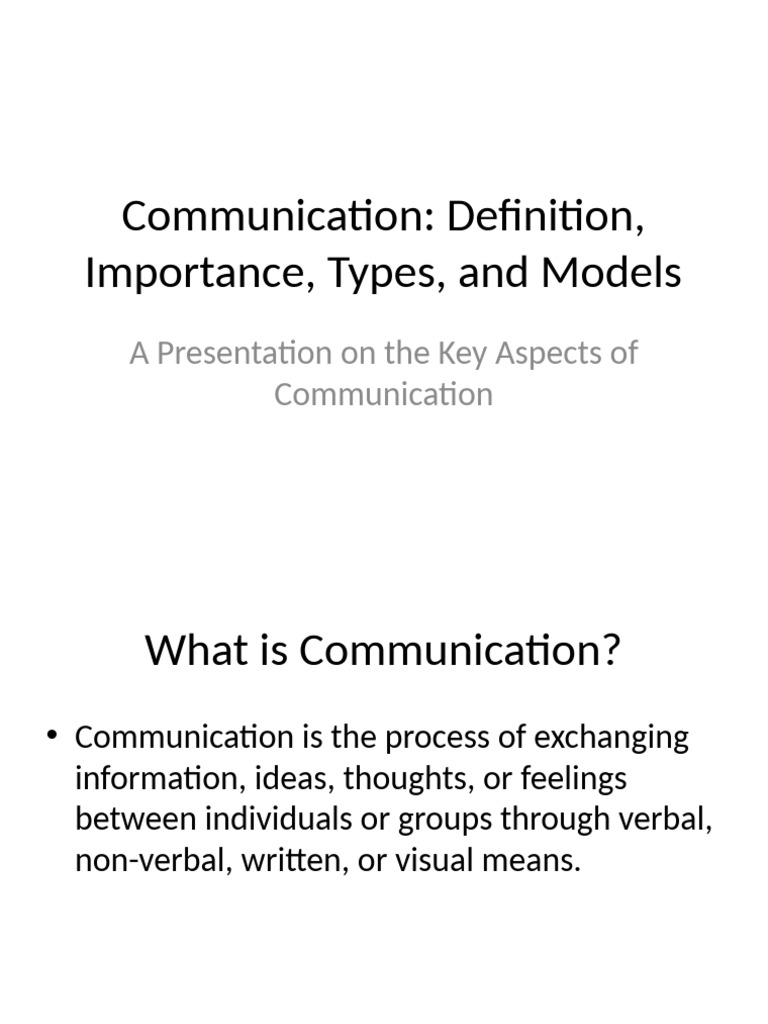 Understanding Communication: Types & Models | PDF