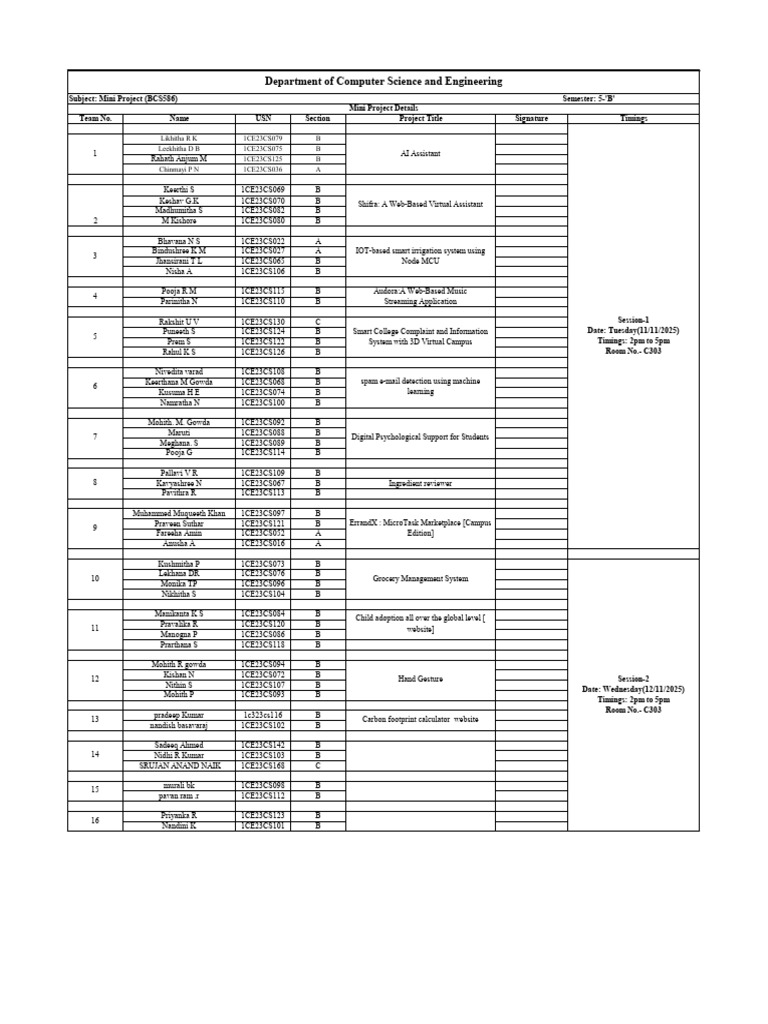 Mini Project Details for CS Students | PDF