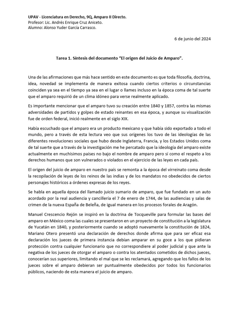 Orígenes del Juicio de Amparo en México | PDF | Justicia | Crimen y ...