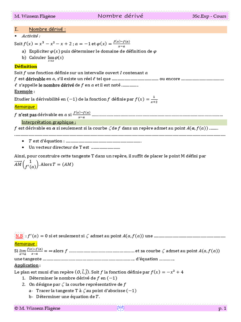 Comprendre le Nombre Dérivé en Mathématiques | PDF | Fonction ...