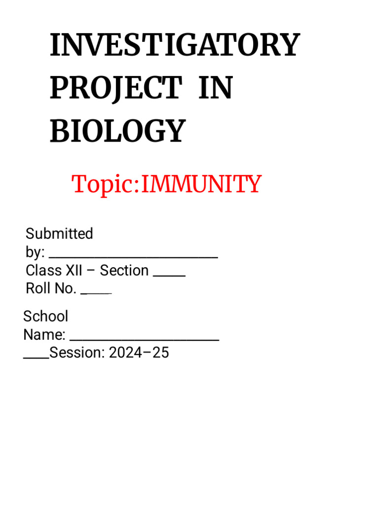 Investigatory Project on Immunity | PDF | Immune System | Innate Immune ...
