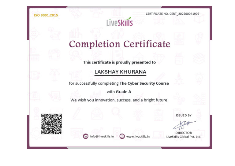 Cyber Security Course Completion Certificate | PDF