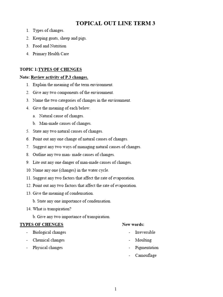 p.5 Science Lesson Notes Term III | PDF | Pig | Sheep
