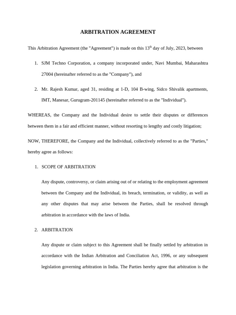 Arbitration Agreement | PDF | Arbitration | Arbitral Tribunal