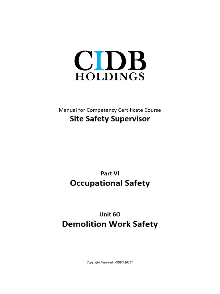 06 Part VI 06O Demolition Work Safety | PDF | Occupational Safety And ...
