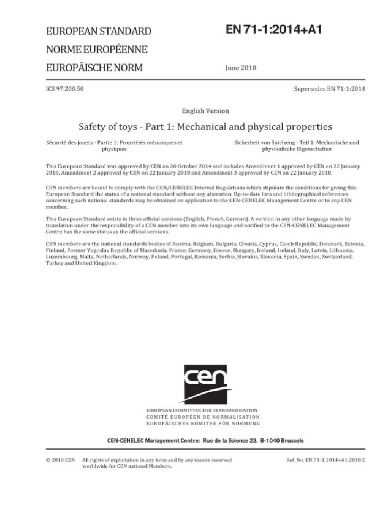 En 71-1-2014+a1-2018 | PDF