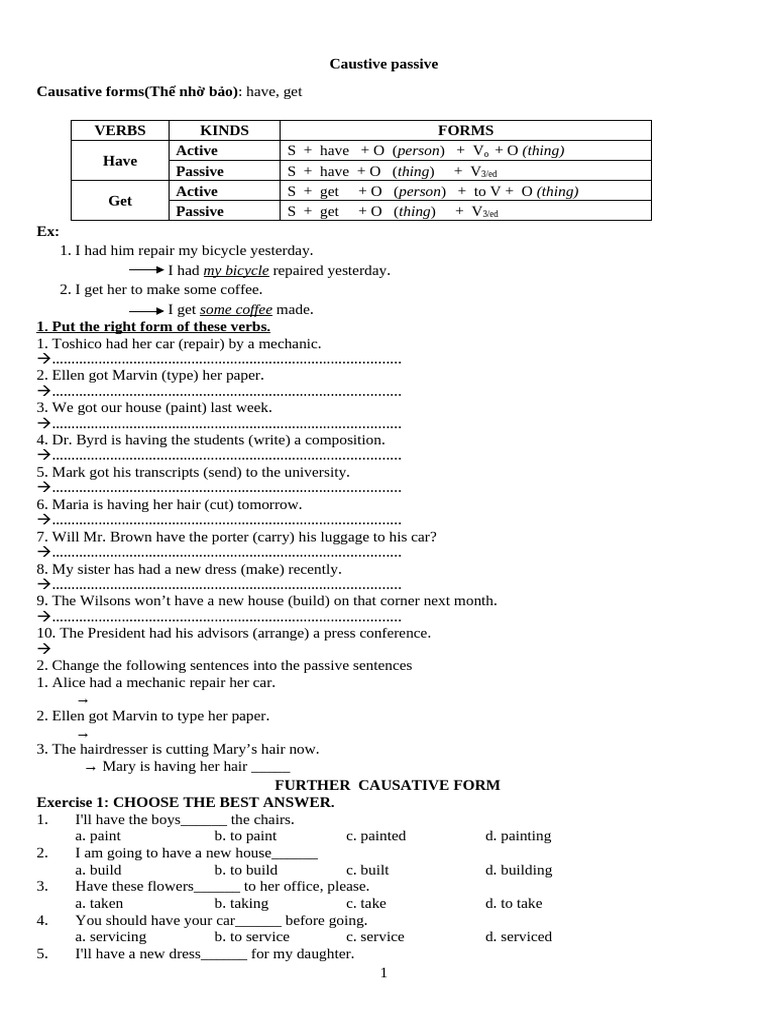 Causative Passive Forms Explained | PDF