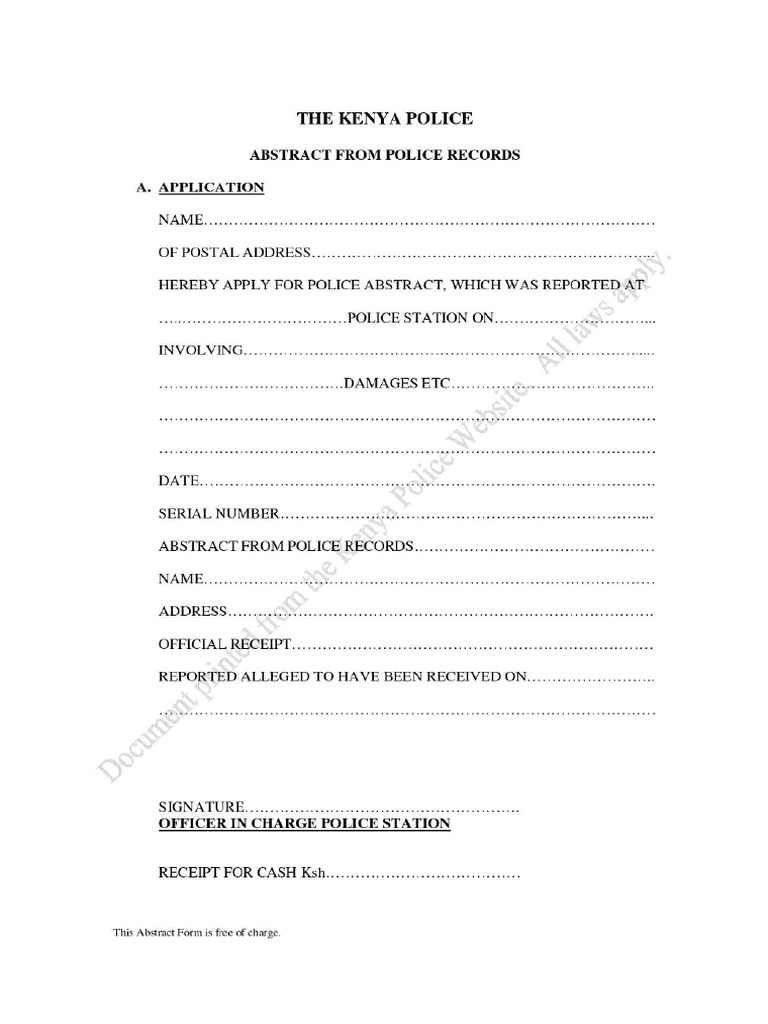 Abstract Form For Lost Item | PDF