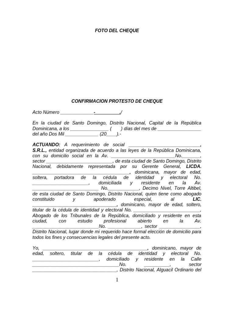 Protesto de Cheque en Santo Domingo | PDF | Cheque | Queja