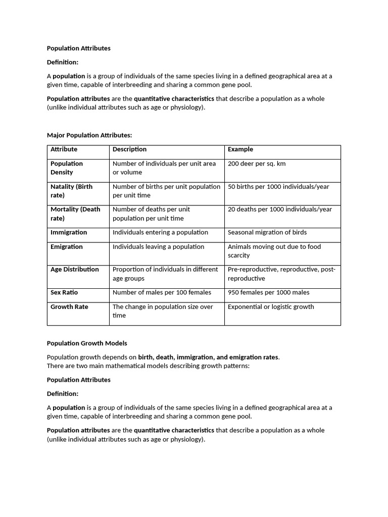 Key Population Attributes Explained | PDF | Biodiversity | Ecosystem