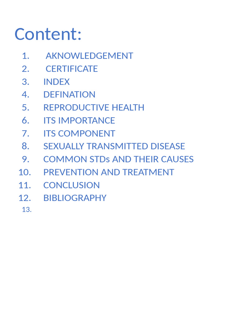 Reproductive Health & STDs Overview | PDF | Birth Control | Family Planning