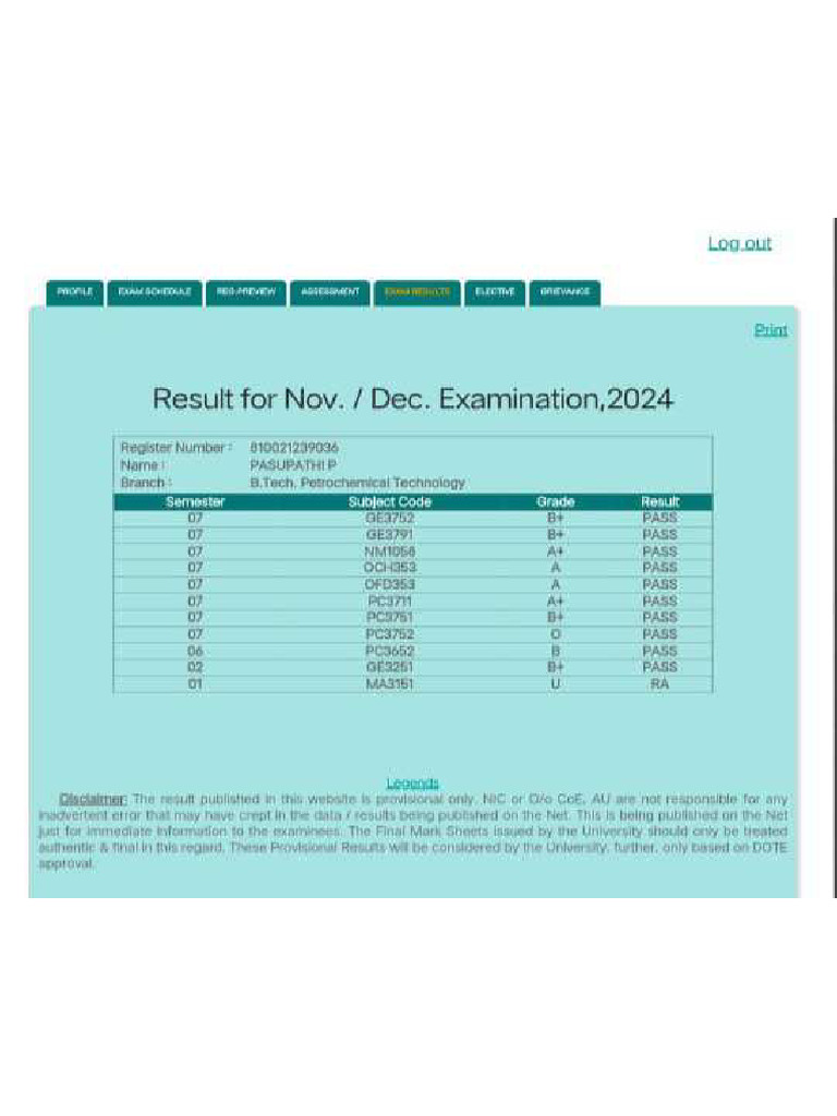 UG Marksheet 7th | PDF