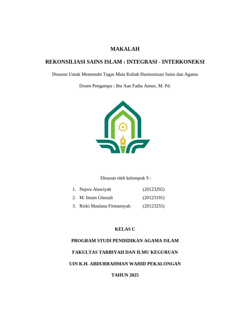 Integrasi Sains dan Agama dalam Pendidikan | PDF