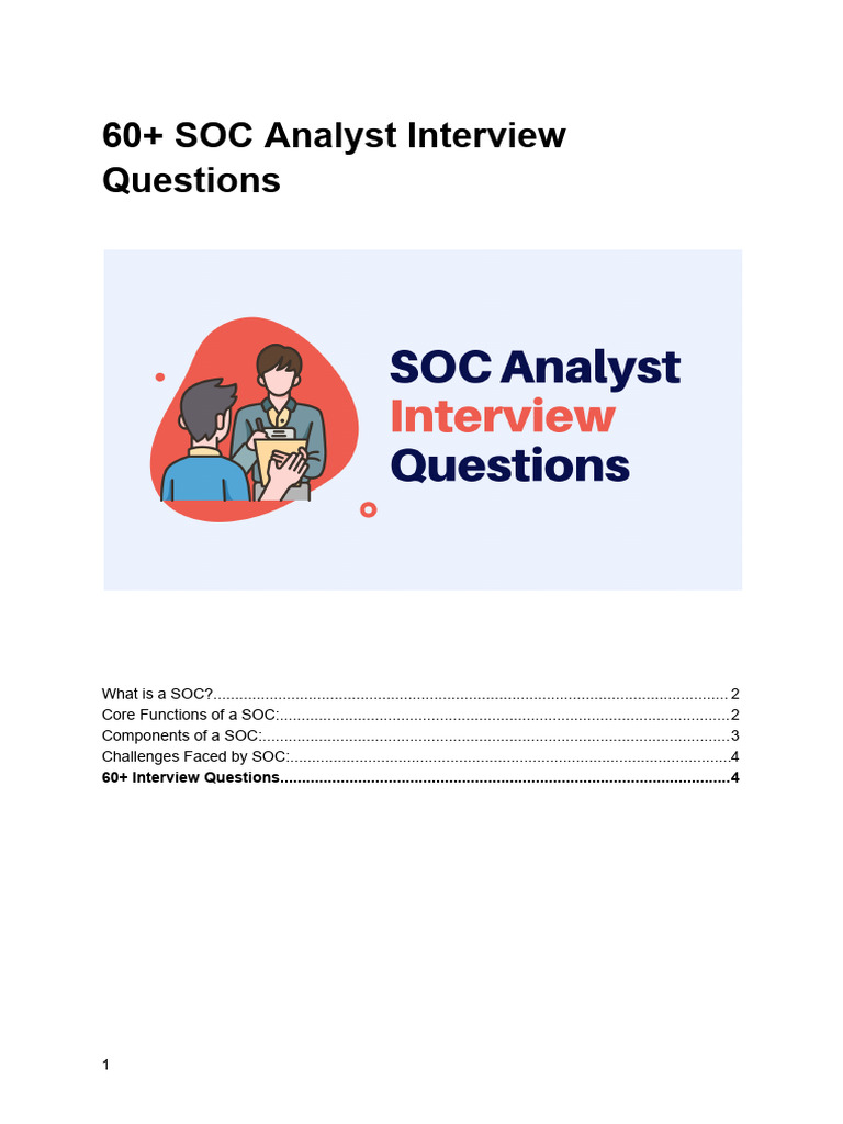 60+ SOC Analyst Interview Questions | PDF | Security | Computer Security