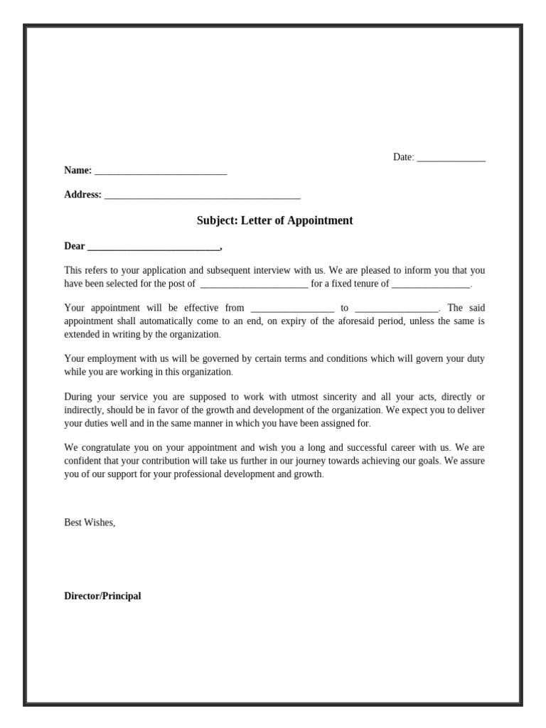 Appointment Letter Sample | PDF