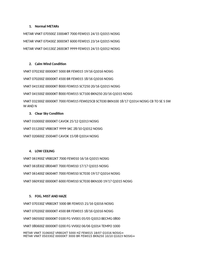 METAR Category | PDF