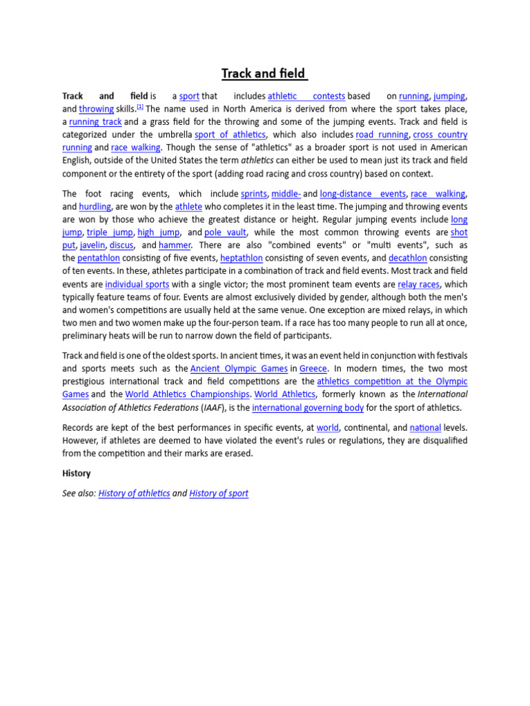 Overview of Track and Field Sports | PDF | Track And Field | Racing