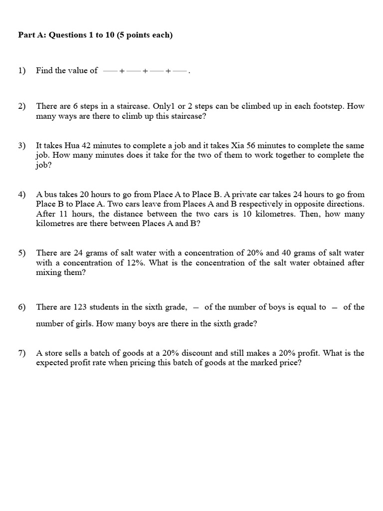 Math Problem Set: Questions 1-20 | PDF | Area | Rectangle