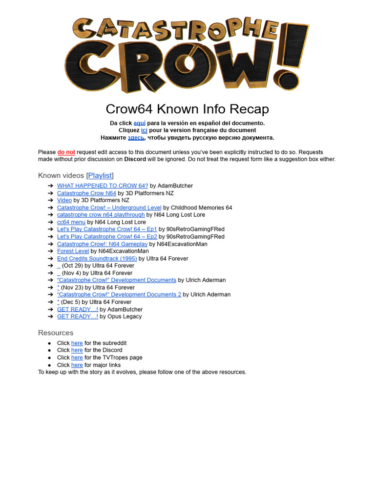Crow64 ARG Overview and Resources | PDF