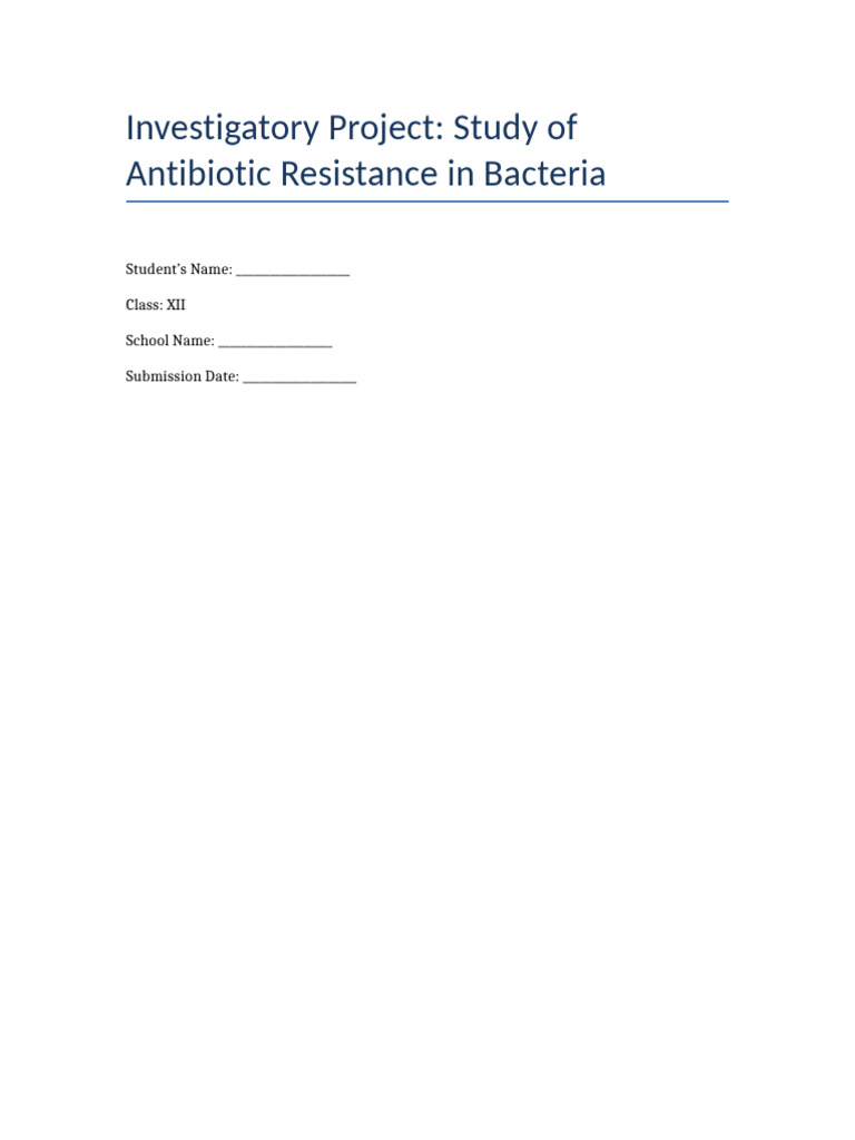 Antibiotic Resistance in Bacteria Study | PDF | Antimicrobial ...