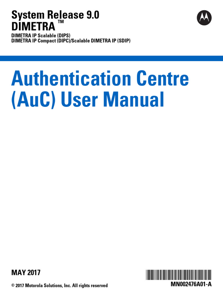 DIMETRA Authentication Centre Manual | PDF | Waste | Copyright