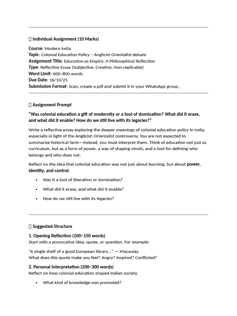 Class Assignment 161025 | PDF | Liberal Arts Education | Cognition