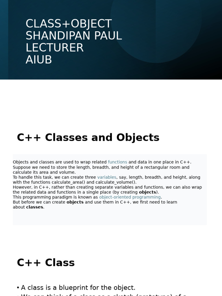 C++ Classes and Objects Explained | PDF