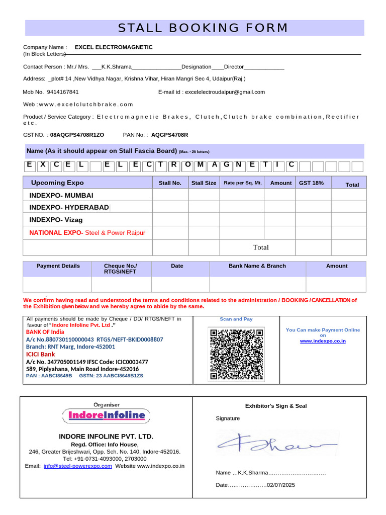 Stall Booking Form for Expo Exhibitors | PDF | Indemnity | Common Law
