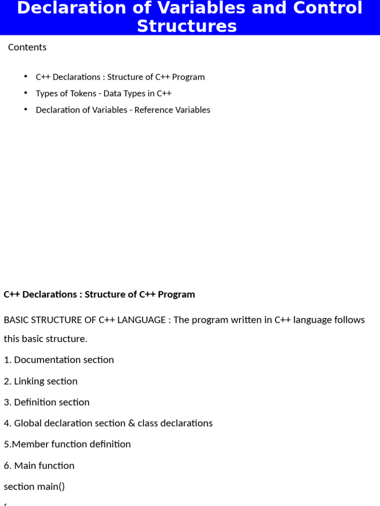 C++ Variable Declarations and Structures | PDF | Programming | Computer ...