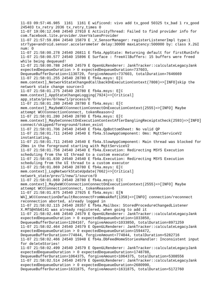 Facebook App Error Logs Analysis | PDF | Computing | Computer Programming