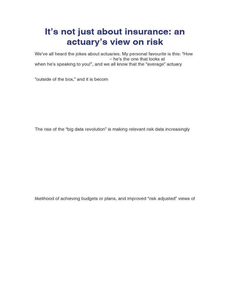 Risk From Actuarial Point of View | PDF | Risk | Hedge (Finance)