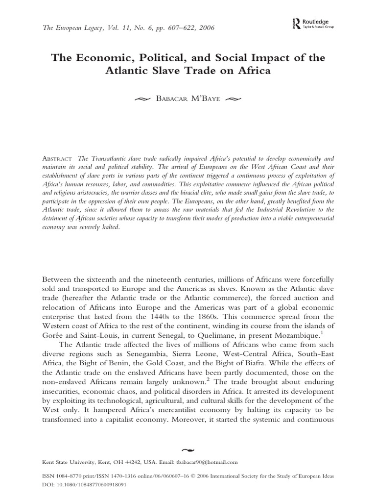 Impact of the Atlantic Slave Trade on Africa | PDF | Atlantic Slave ...