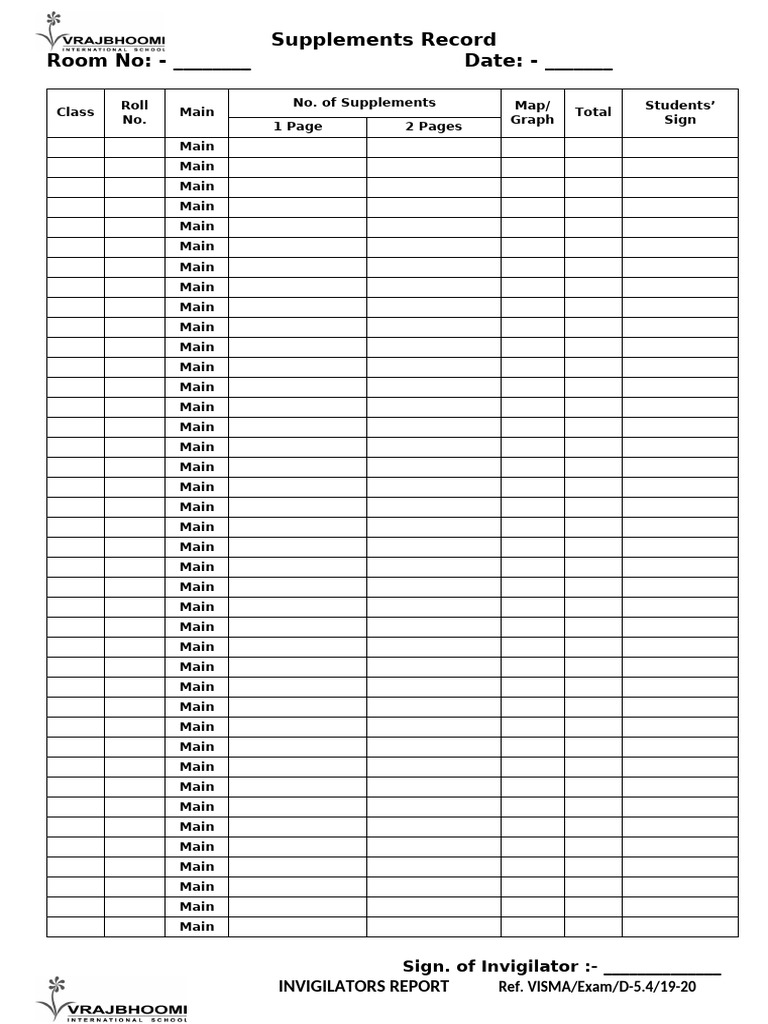 Exam Supplement Record Template | PDF