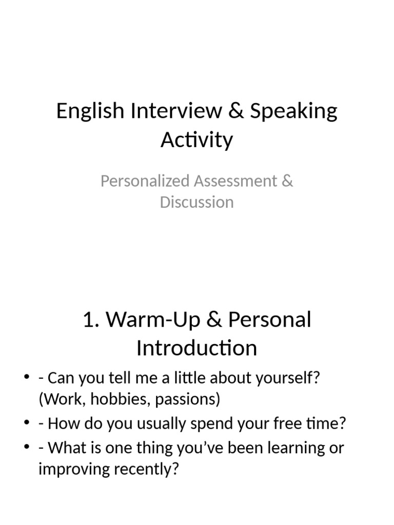 English Interview & Speaking Guide | PDF