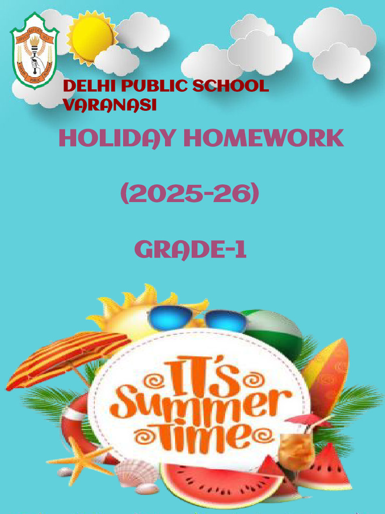 Class I Summer Holiday Homework 2025-26 (F) | PDF