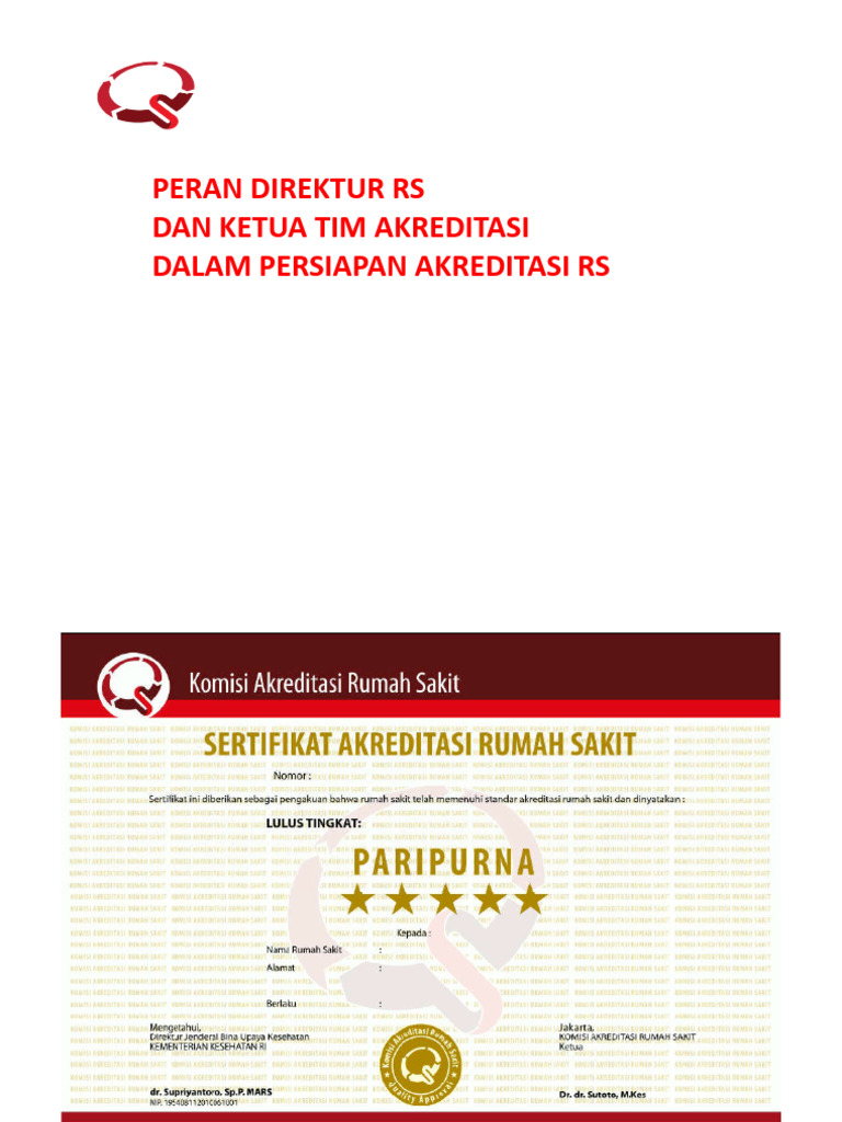 Peran Direktur dan Tim Akreditasi RS | PDF