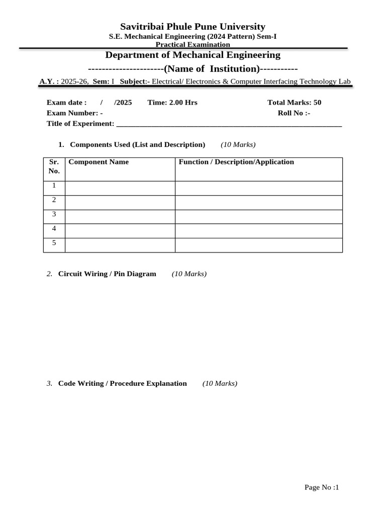 Mechanical Engineering Lab Exam Guide | PDF