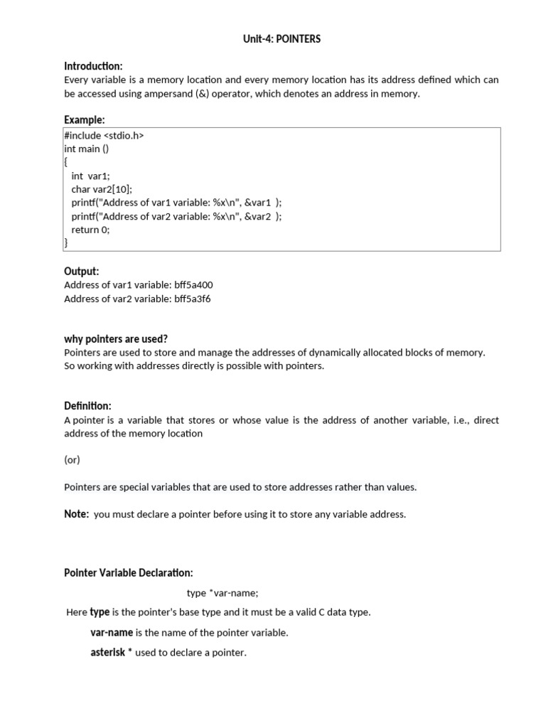 Understanding Pointers in C Programming | PDF | Pointer (Computer ...
