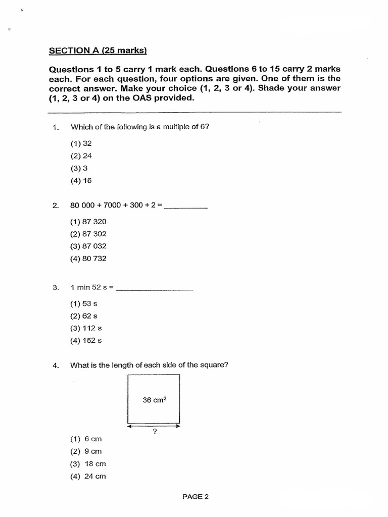 2024-P4-Maths-End of Year Exam Practice Set 2-Raffles Girls 3 | PDF