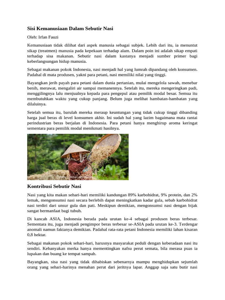 Kemanusiaan dan Nilai Sebutir Nasi | PDF
