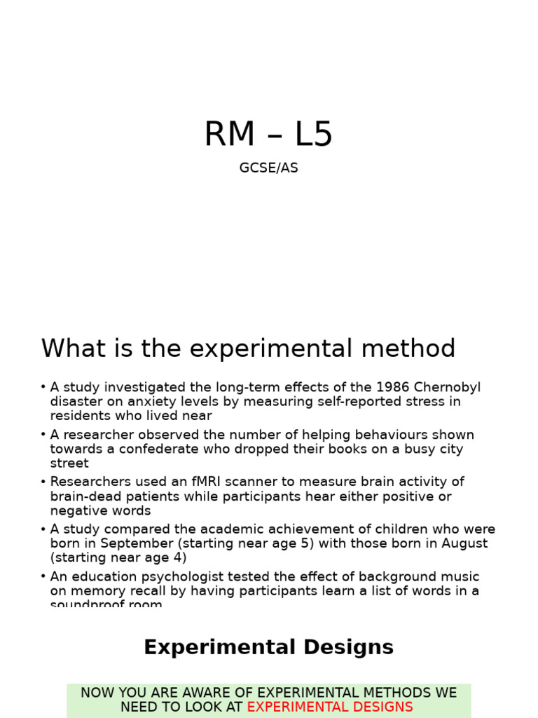 Understanding Experimental Methods in Psychology | PDF | Experiment ...