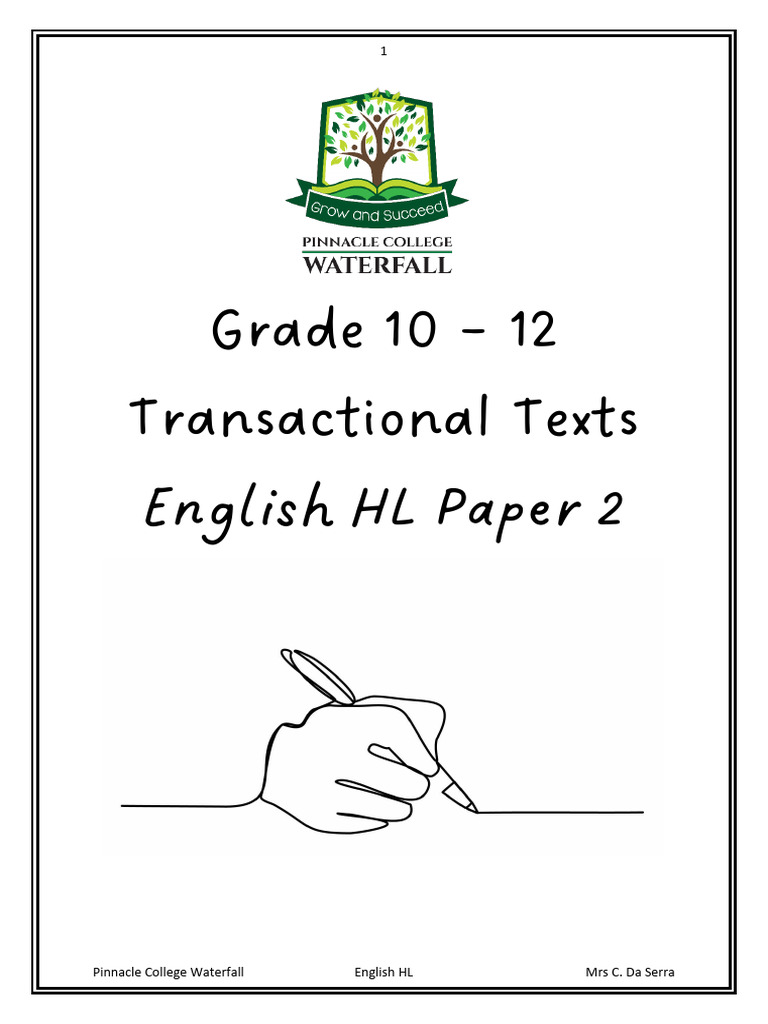 English HL Transactional Texts Guide | PDF | Blog | Madam