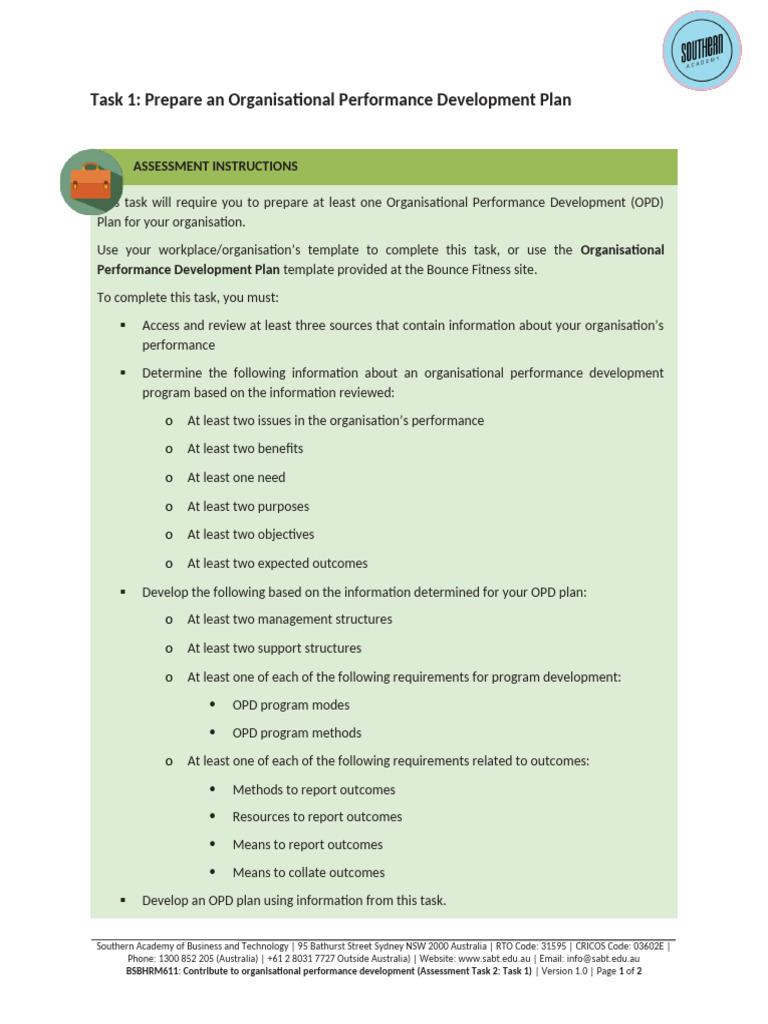 Organisational Performance Development Plan | PDF | Business