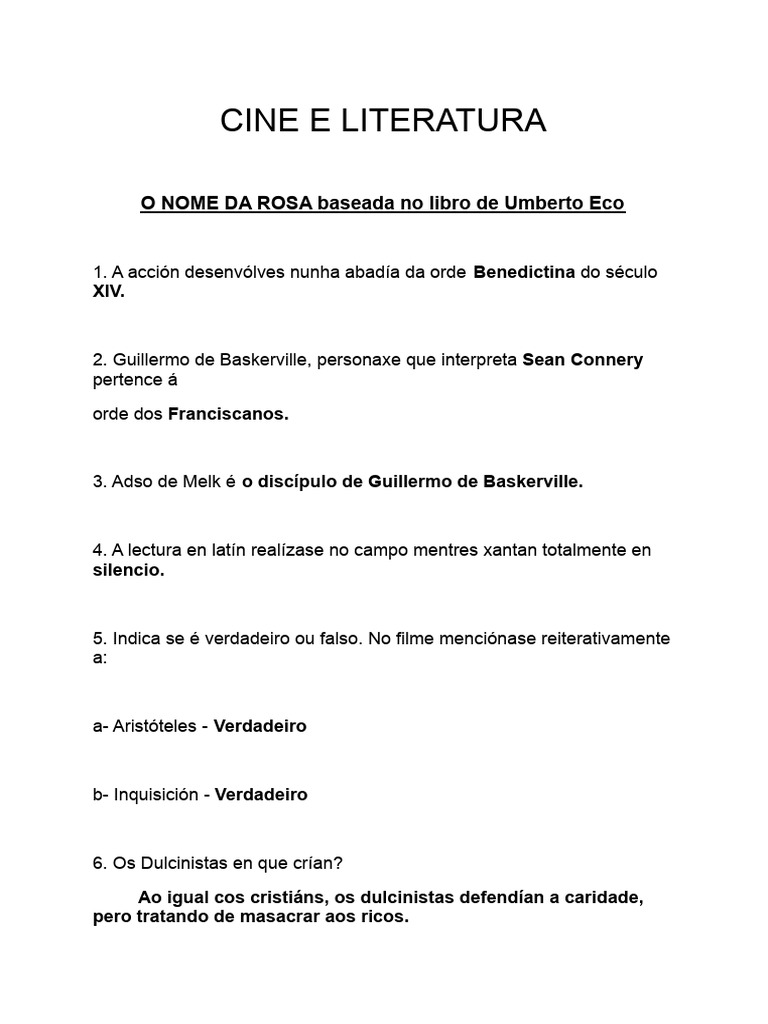 O Nome Da Rosa - Rodrigo | PDF