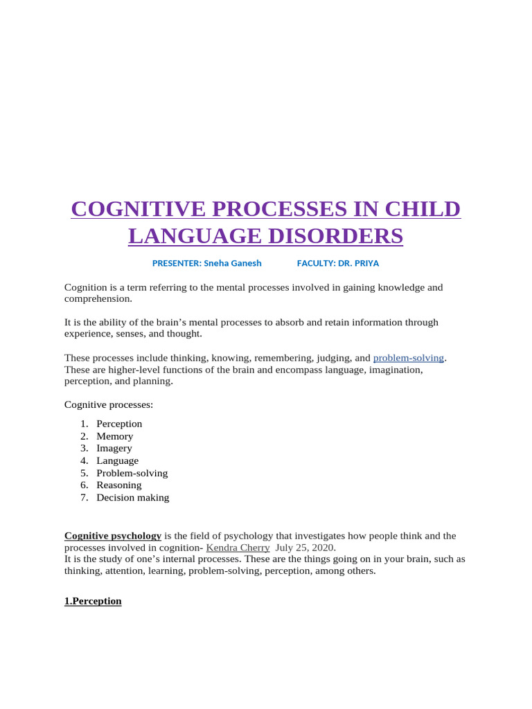 Cognitive Processes in Child Language Disorders | PDF | Parsing | Attention