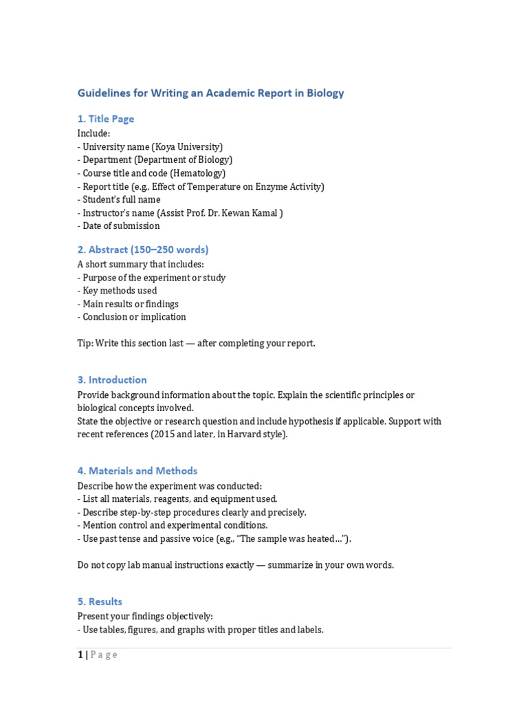 Academic Report Writing in Biology | PDF | Experiment | Methodology