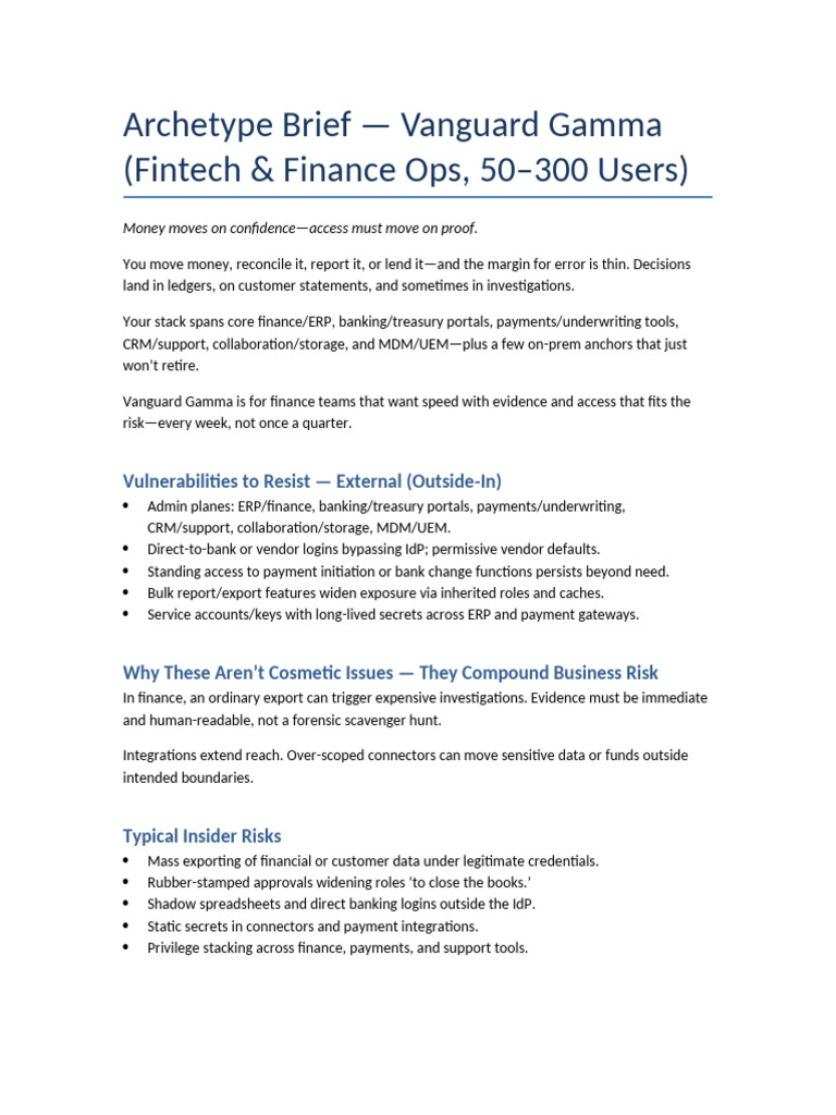Vanguard Gamma: Secure Finance Operations | PDF | Enterprise Resource ...