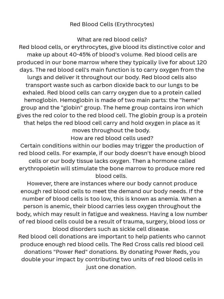 Red Blood Cells and White Blood Cells PDF | PDF | White Blood Cell ...