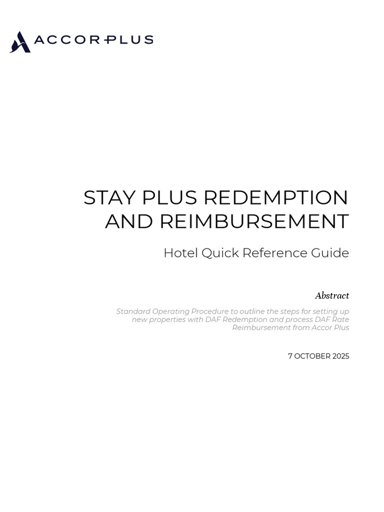 Accor Plus Stay Plus Guide Redemption SOP PDF Invoice Value 