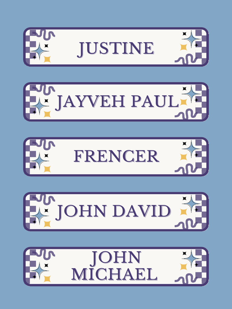 Blue and White Retro Name Folder Label Printabel Document A4 | PDF